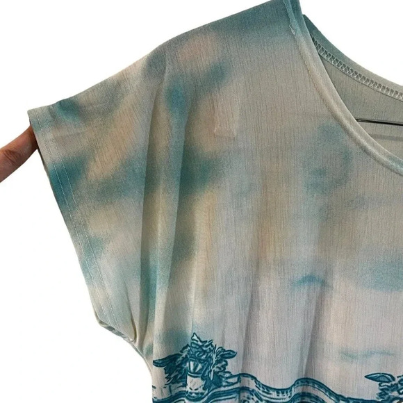 LP Rhinestone Studded Novelty Blouse XXL Woman Cheetah Building Ruched Stretch - Picture 4 of 15